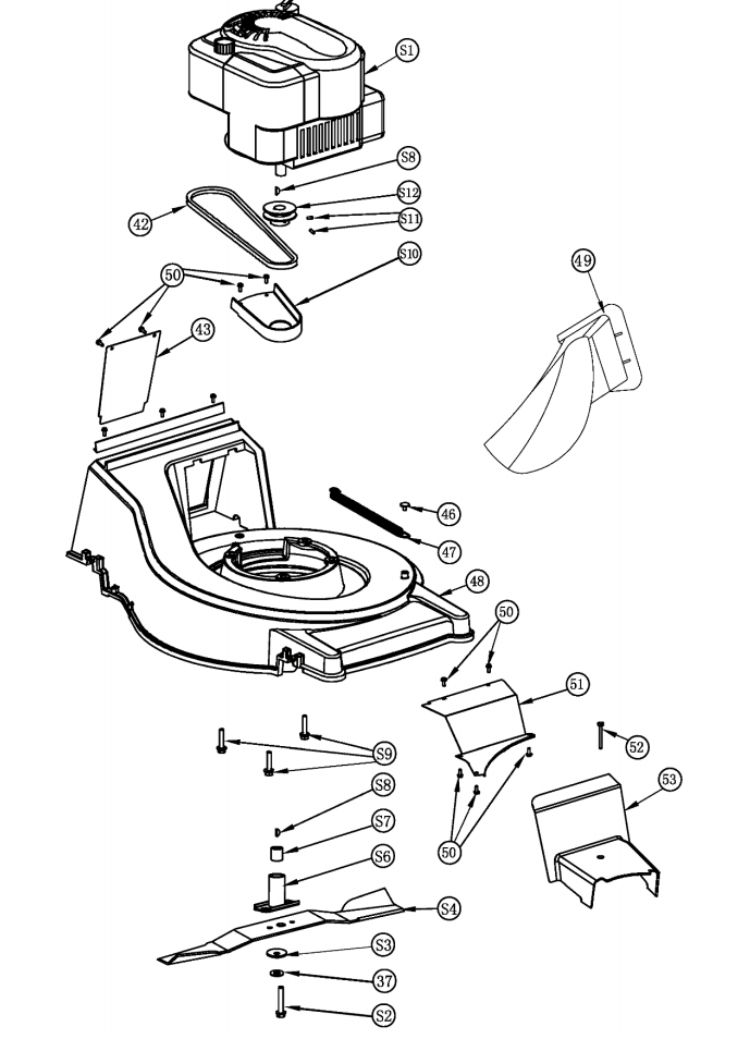 1 НОЖ - АДАПТЕР - РЕМЕНЬ Газонокосилка CHAMPION LM5645
