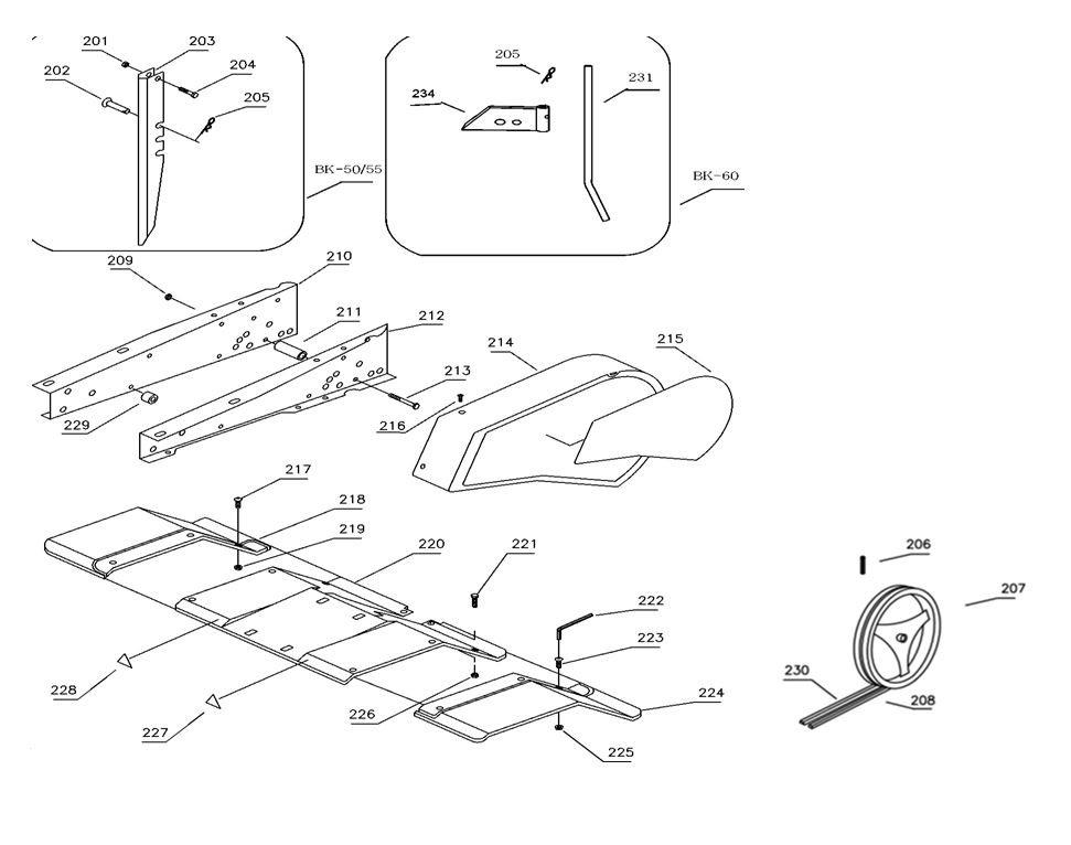 ЗАПЧАСТИ ДЛЯ КУЛЬТИВАТОРА БЕНЗИНОВОГО ELITECH КБ 60 (РАМА)